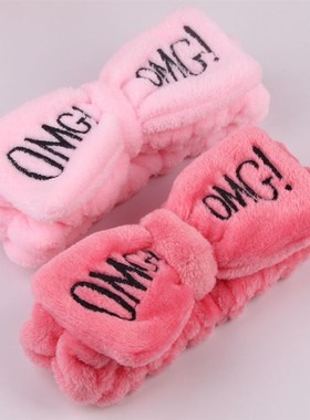 极速2021 New OMG Letter Coral Fleece WasKh Face Bow Hairband