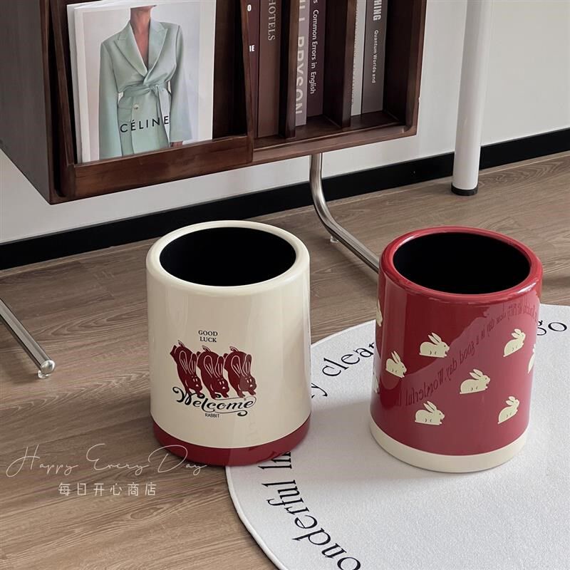 极速奶油风大容量家用客厅卫生间垃圾F桶无盖高颜值轻奢双层摇盖