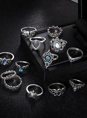 极速temperamentk jewelry retro inlaid diamond knuckle ring 1