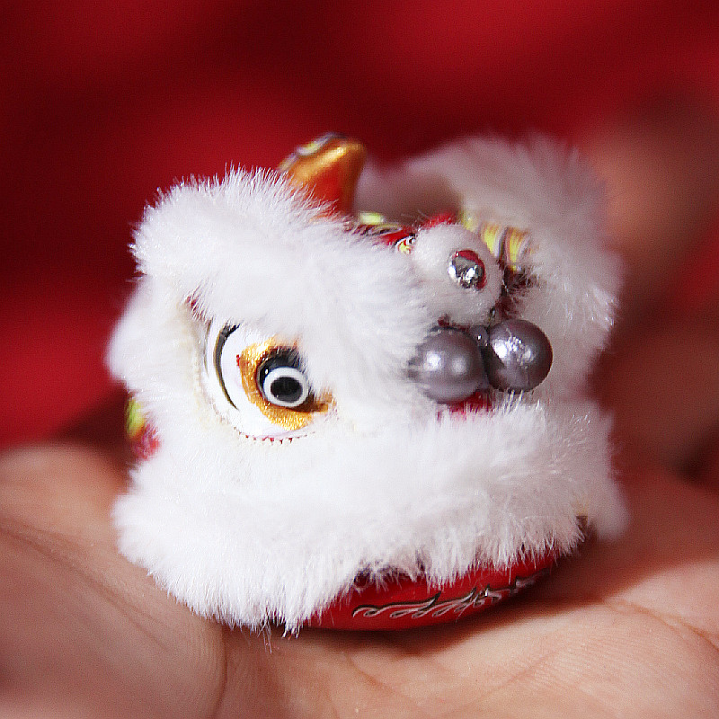 极速醒狮挂饰汽车挂件车内吊饰民俗舞狮摆件后视镜U车载吊坠红色