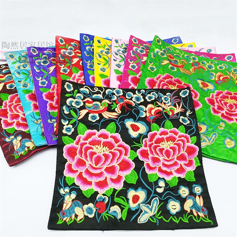 极速绣片富d贵牡丹花出国工艺礼品花鸟绣品中式鼠标垫电话垫底垫