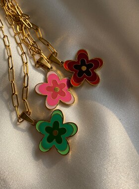 极速flower necklace simple versatile coKlor flower necklace