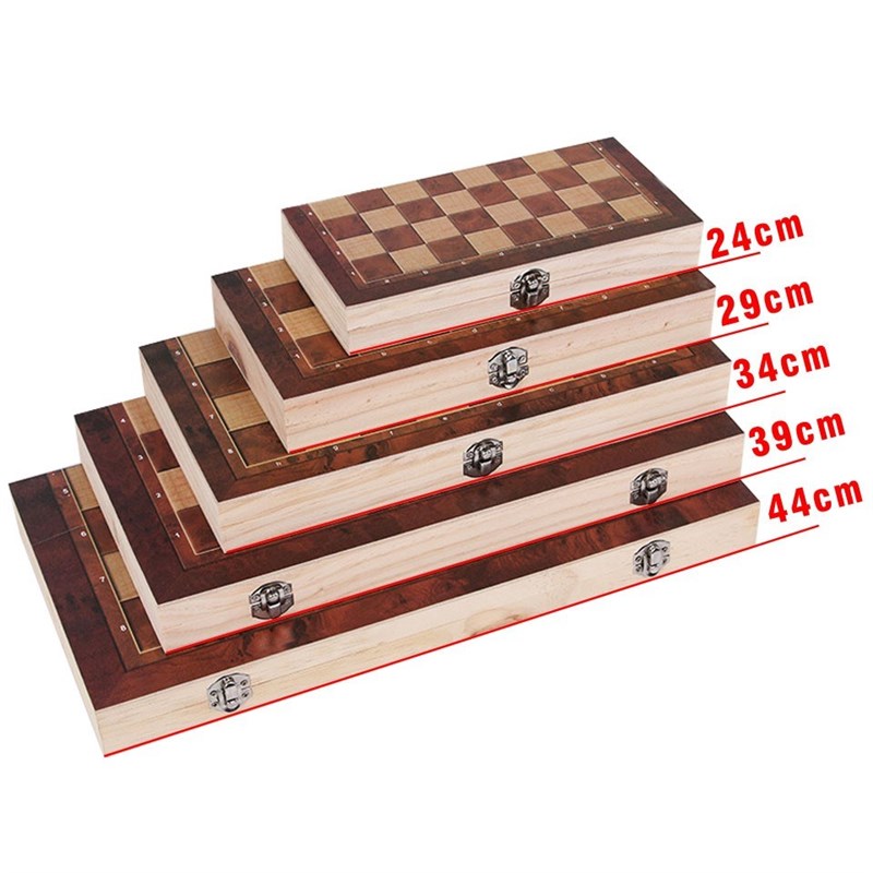 极速3 in 1 Chess Set Wooden yChess Backgammon Checkers Indoo