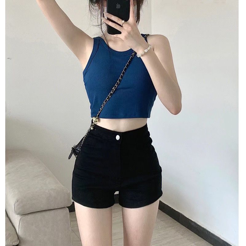 高腰牛仔短裤女春2025夏季新款紧身超短裤黑色显瘦打底裤外穿热裤