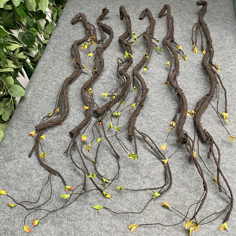 中式仿真发泡嫩叶粗藤 园林工艺造景装饰枯树藤 吊顶软装枯枝藤条