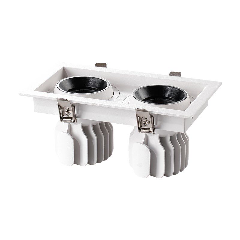 led牛a眼灯嵌入式双头射灯方形格栅灯高吊顶商场店铺服装店斗胆灯