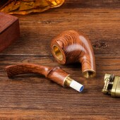 实木烟斗b男士 烟丝卷烟三用旱烟袋锅花梨木檀木烟丝过滤 传统老式