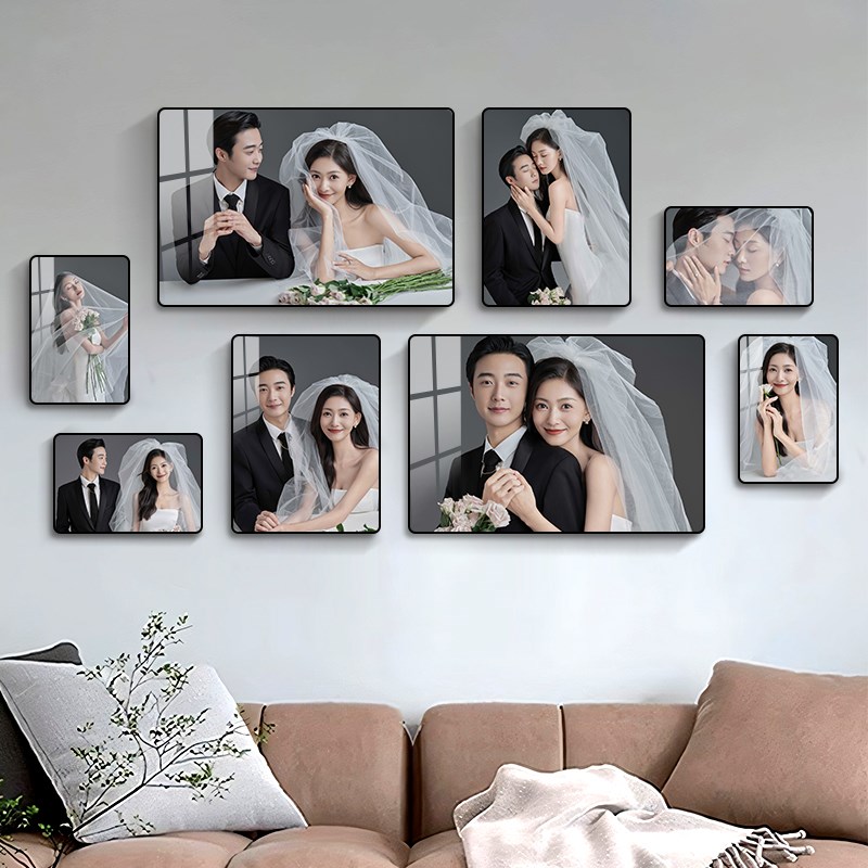照片墙装饰创意婚纱照相框定制挂墙相册客厅沙Q发背景相片墙免打