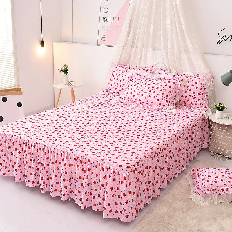 少女心小碎花水h洗棉床裙单件法式慵懒公主风防滑床围180x200床罩,床上用品,床裙,淘宝优惠券,粉丝福利购,淘宝优惠卷