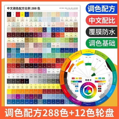 2025多功能色轮卡12色相环调色配色卡t中文版调色卡配方比例家具