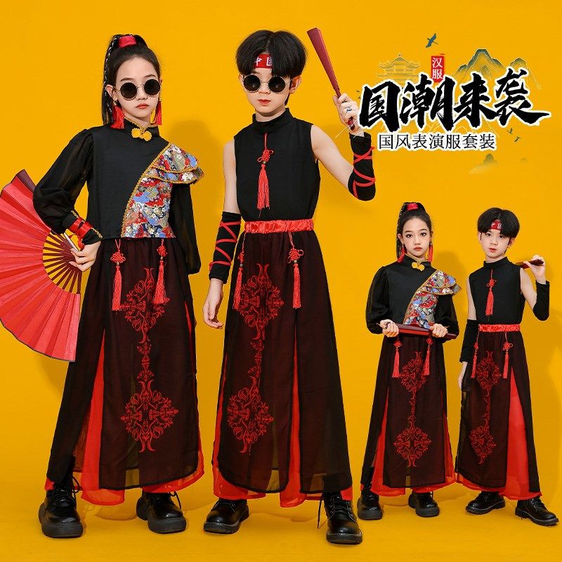儿童古典舞演出服中国风爵士x舞国潮小学生女扇子舞雪龙吟舞蹈服