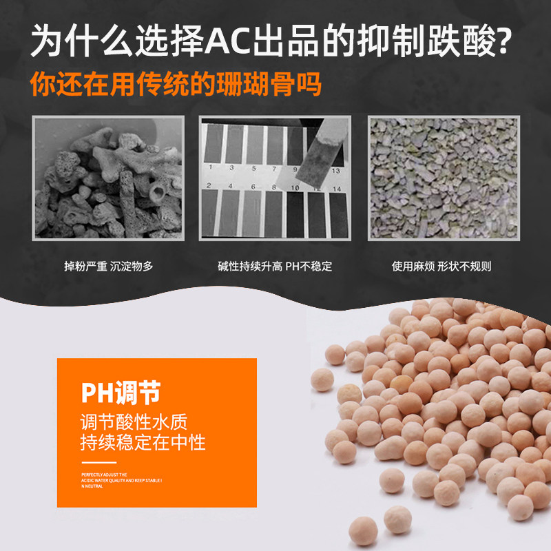 ac滤材抑制跌酸上升PH鱼缸过滤材料水族箱稳定Q降低珊瑚骨硝化细