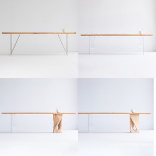 叁几 实木白蜡木j桌腿不锈钢碳素钢亚克力支架定制大板桌桌脚铁艺