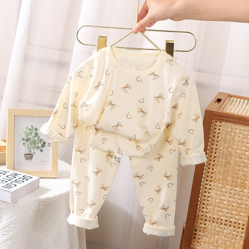 儿童纯棉秋衣秋裤无骨男女u孩莱卡棉家居服中大童小宝宝睡内衣套,童装/婴儿装/亲子装,内衣套装,淘宝优惠券,粉丝福利购,淘宝优惠卷