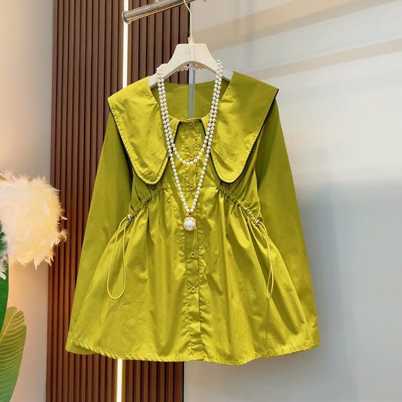 胖妹妹娃娃c领长袖收腰衬衫大码女装减龄甜美淑女风春秋款休闲上,女装/女士精品,大码内搭,淘宝优惠券,粉丝福利购,淘宝优惠卷