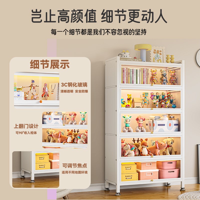 钢制书架带门书柜玻璃手办v展示柜家用防尘储物柜子铁皮痛柜收纳