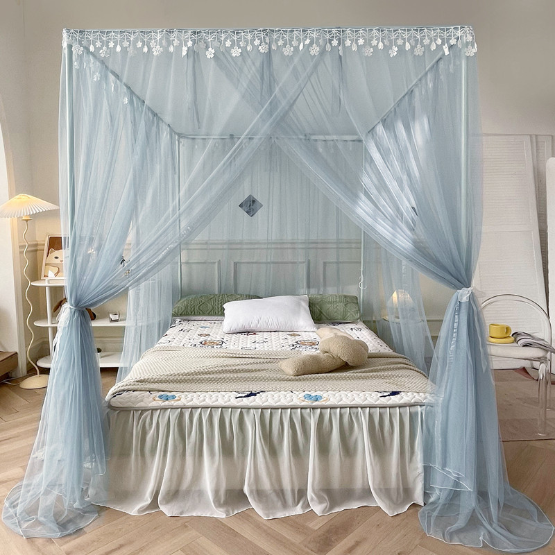 环保A类无甲醛三开门小清新u公主风宫廷蚊帐家用加厚粗支架1.8m床