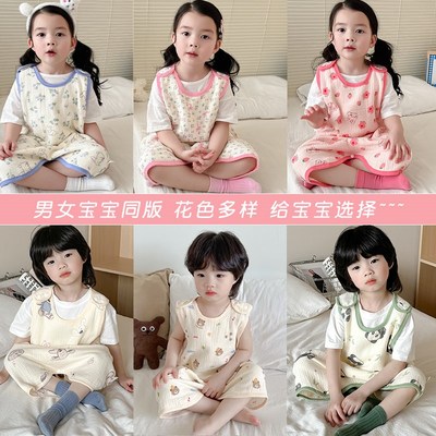 婴儿无袖背心睡袋夏天纱布薄z款宝宝连体护肚子防踢被儿童夏季