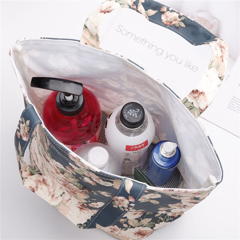 沥水洗澡提篮h防水收纳包旅行洗漱包卡通碎花手提洗澡包游泳浴包