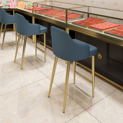 现代轻奢珠宝店专用椅子收银台前台接待靠背椅子酒吧椅家用高脚凳
