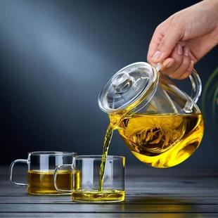 玻璃茶壶单壶耐高温加厚茶水分离茶具家用小花茶煮茶器泡茶壶套装