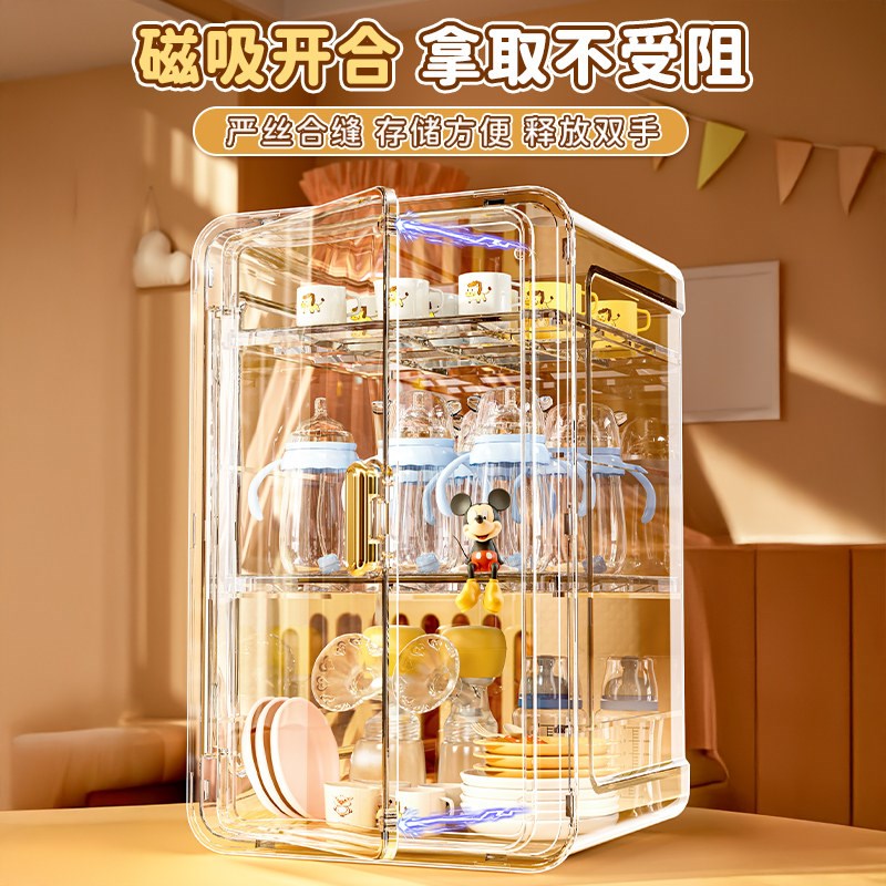 宝宝奶瓶收纳盒婴儿餐具储物箱辅食工具防尘沥水柜放碗筷置物架子