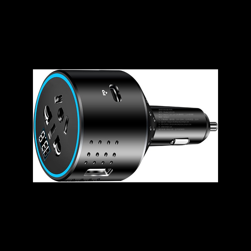 车载充电器快充多功能车用12v24v逆变220转换插头母座手机usb车充