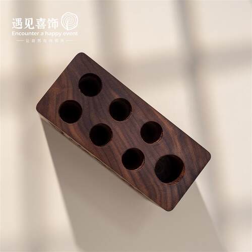 北美黑胡桃整木笔筒多功能收纳盒木质笔座笔插桌面办公现代插花器