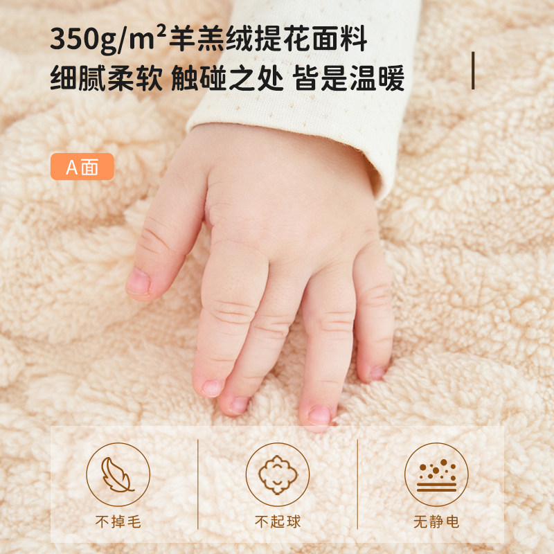 婴儿毛毯宝宝秋冬季双层加厚小被子新生儿推车盖毯羊羔绒儿童毯子