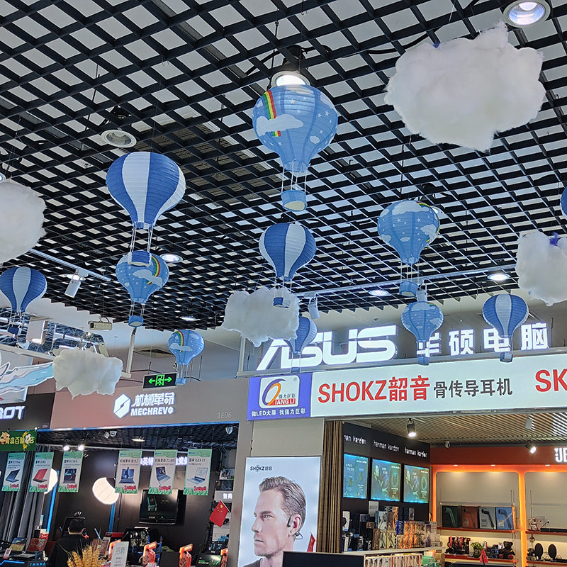 幼儿园教室场景布置热气球装饰超市空中吊饰店铺天花板悬吊式天花