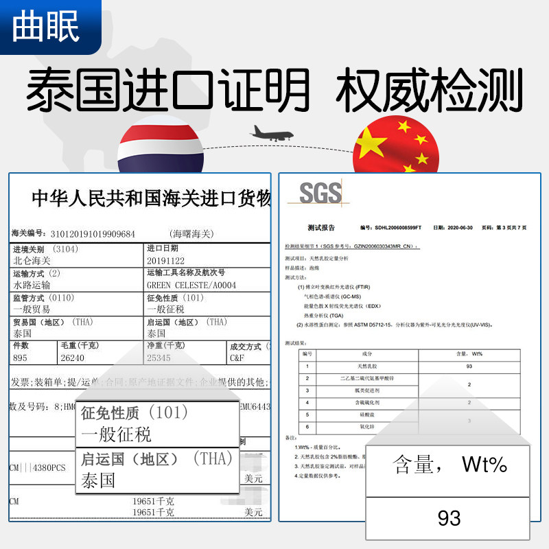 儿童乳胶枕泰国进口天然橡胶枕头3-6-10岁以上宝宝幼儿园专用枕芯