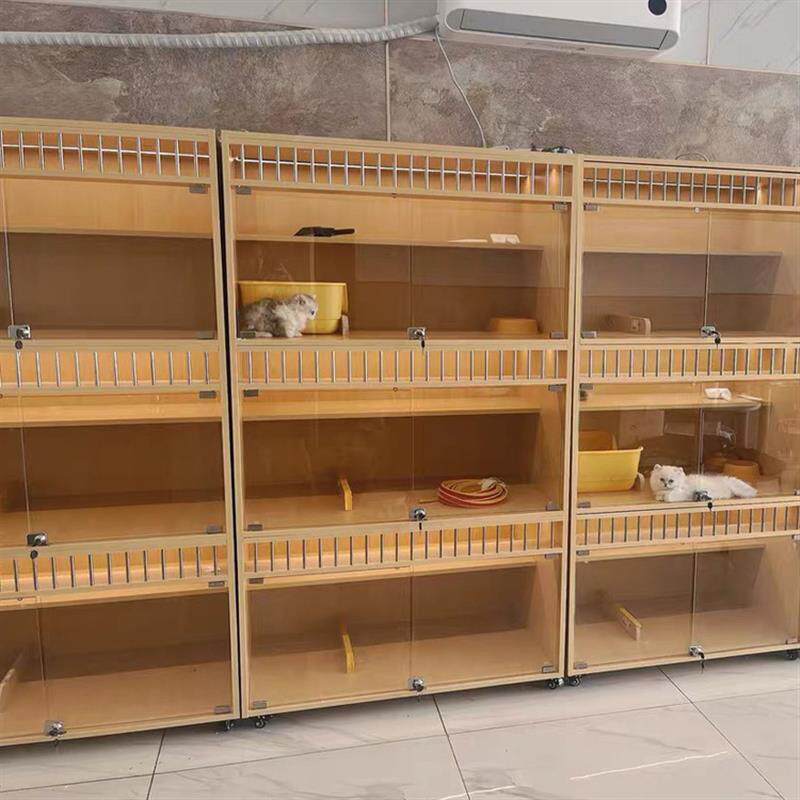 宠物猫店繁育柜猫笼猫柜猫别墅实木猫柜猫舍寄养柜猫展示柜