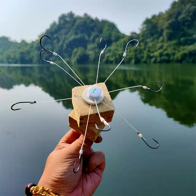 鲢鳙专用万向翻板鱼钩套装硬线加长新版翻版飞钩海夕盘勾千又爆炸