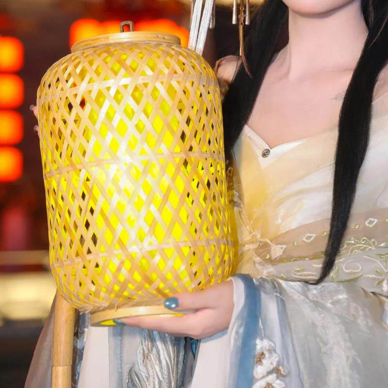 竹编灯笼汉服明制古装古风拍照黄色手提灯笼跳舞演出舞蹈摄影道具