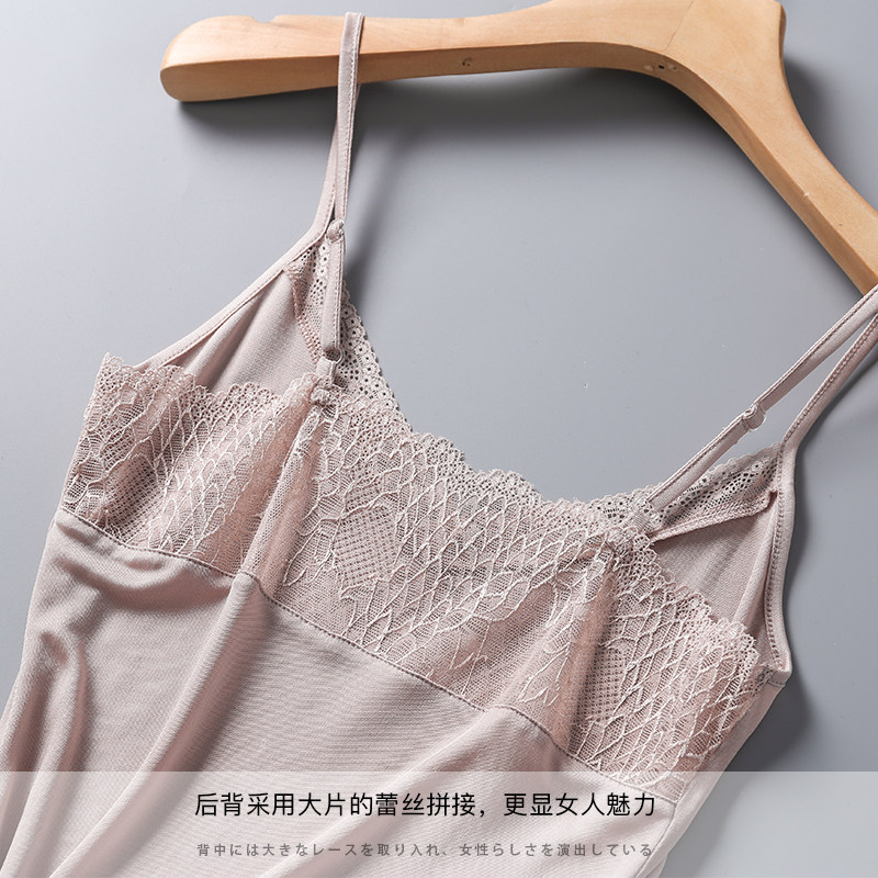 真丝吊带背心女短款宽松内搭纯色打底衫 桑蚕丝蕾丝花边V领小吊带