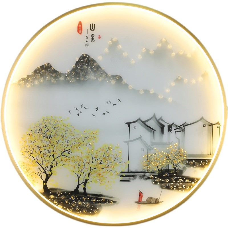 新中式玄关壁画灯卧室客厅背景墙感应楼梯入户门走廊过道挂画壁灯