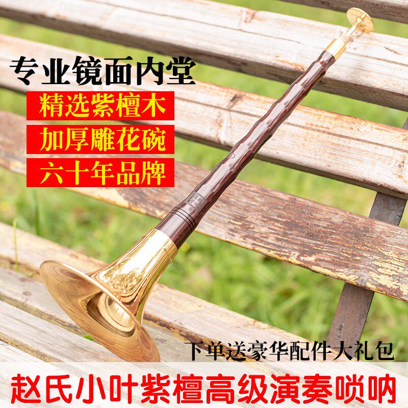 专业演奏唢呐全套纯铜印度小叶紫檀D调降B调高端锁呐乐器送伴奏