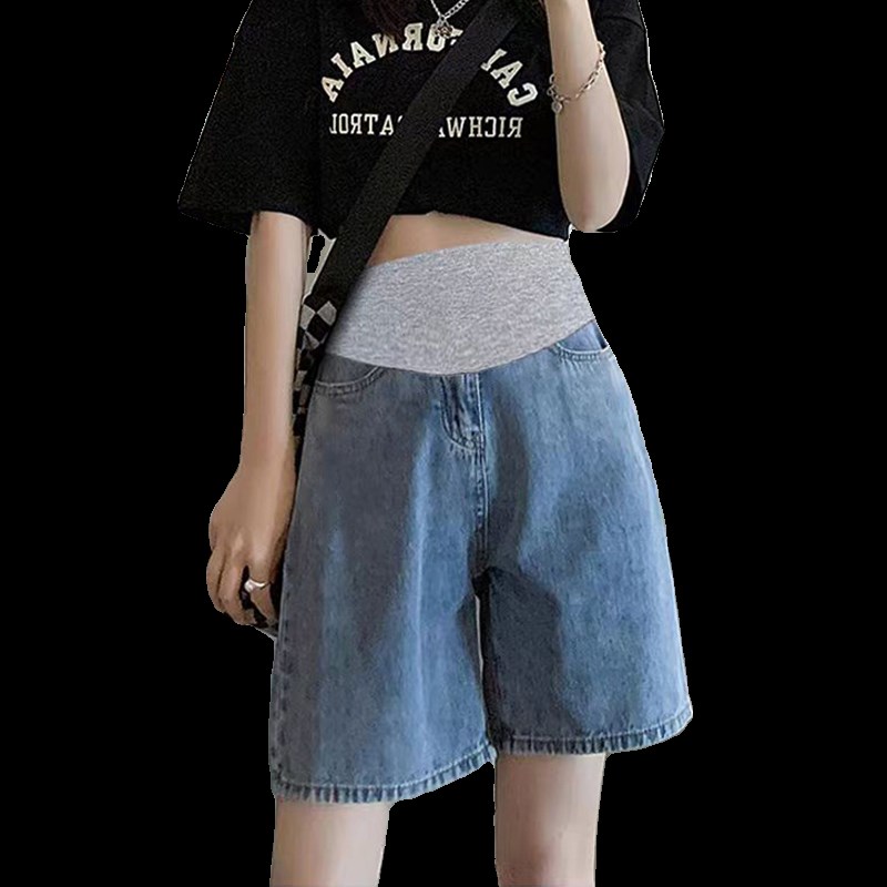 孕妇短裤夏季外穿薄款打底牛仔裤子夏款五分中裤孕早期夏装阔腿裤