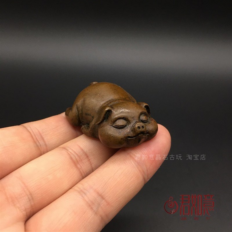 铜猪小摆件 纯实心铜生肖小猪可爱小趴猪圆润懒猪福猪铜茶宠