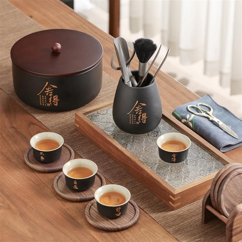 纯钛茶道六君子功夫茶具配件茶夹茶刀茶勺刷茶台用品大全泡茶工具