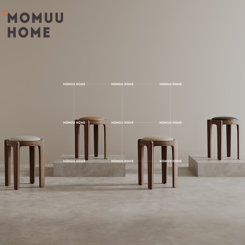 MOMUU可叠放小凳子家用实木方凳现代简约小矮凳客厅餐桌备用凳子