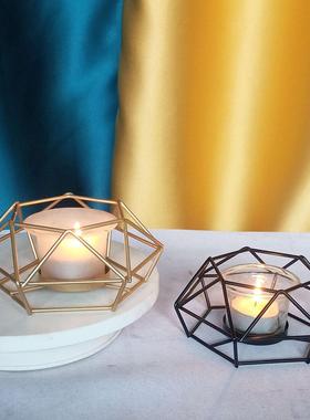 厂家直销铁艺烛台花边烛台风灯马灯铁艺喷金铁线烛台家居金属摆件