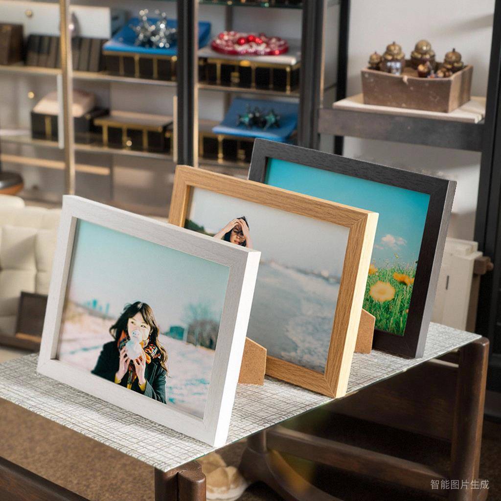 原木风小清新摆台相框相框5摆台6六7七8寸10框架A4画 画框简约空