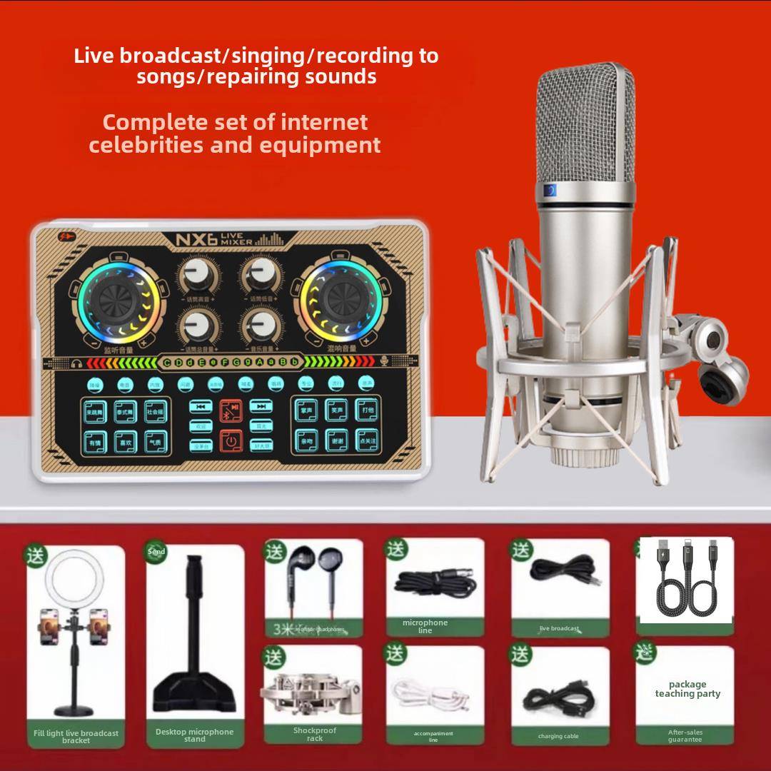 听曼nx6声卡搭配103麦克风套装室内外置通用唱歌网红专业录音