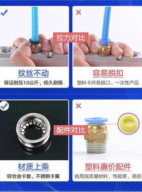 黑色气管接头气动外丝快速PC8-02螺纹直通PC10-03快插PC6-01 4-M5