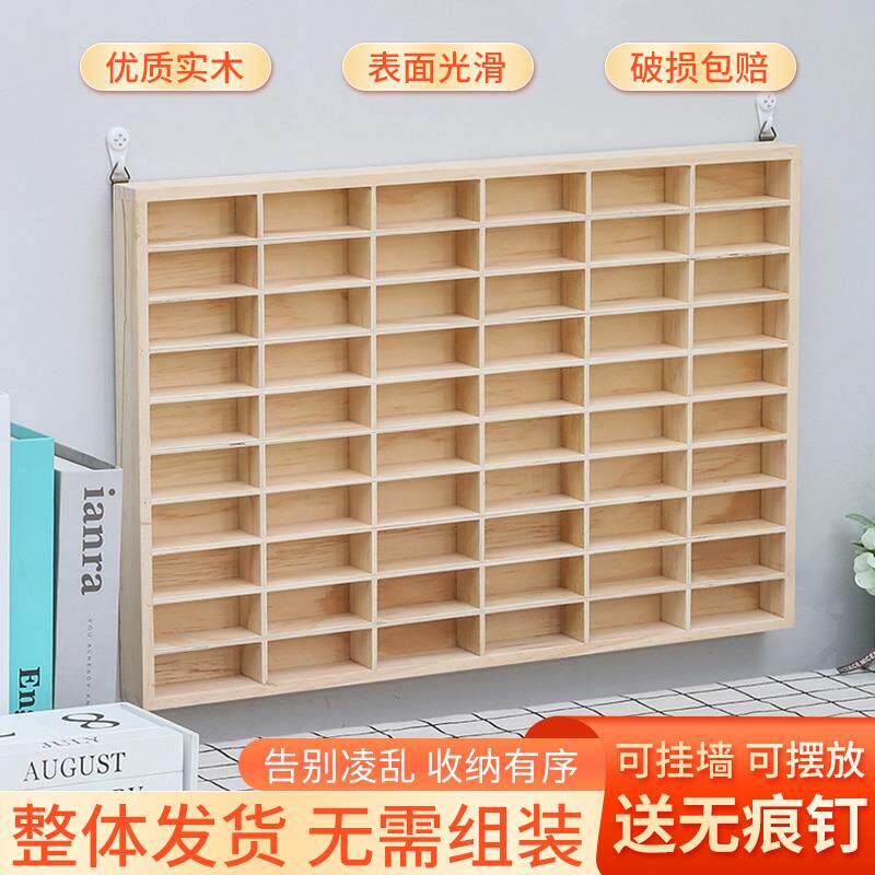 1:64风火轮小汽车收纳盒定制储物盒车模火柴盒跑车实木多格展示架