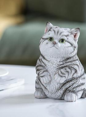 创意可爱手工猫咪摆件客厅桌面摆设卧室家居装饰品礼物仿真动物