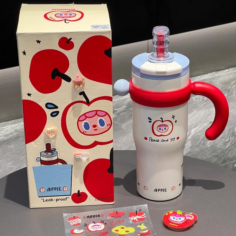 bablov巨无霸吸管保温杯大容量水杯女吨吨大水壶陶瓷保冷冰霸杯子