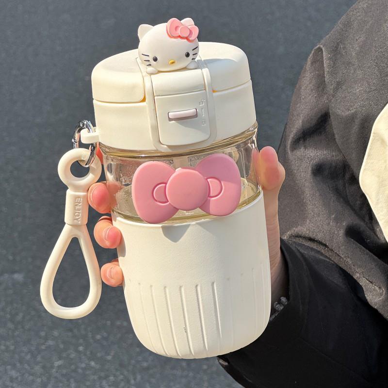 可爱水杯耐热吸管可携式学生上学专用女生玻璃杯夏天高颜值随手杯