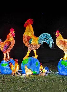 饭店农场彷真公鸡母鸡动物雕塑饭炒鸡店户外园林景观公园装饰摆饰